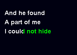 And he found
A part of me

I could not hide