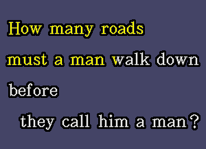 HOW many roads
must a man walk down
before

they call him a man?