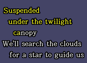 Suspended
under the twilight
canopy
W611 search the clouds

for a star to guide us