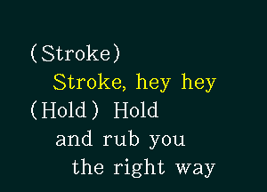 (Stroke)
Stroke, hey hey

(Hold) Hold
and rub you
the right way