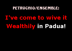 PETRUCHIOIENSEMBLB

I've come to wive it

Wealthily in Padua!