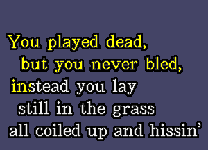 You played dead,

but you never bled,
instead you lay

still in the grass
all coiled up and hissin,