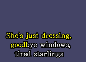 She s just dressing,
goodbye Windows,
tired starlings