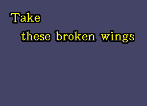 Take
these broken wings