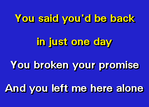 You said you'd be back
in just one day
You broken your promise

And you left me here alone