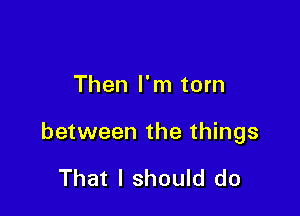 Then I'm torn

between the things

That I should do