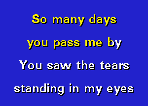 So many days
you pass me by

You saw the tears

standing in my eyes