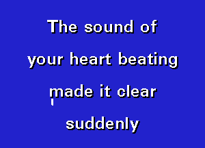 The sound of

your heart beating

t'nade it clear

suddenly