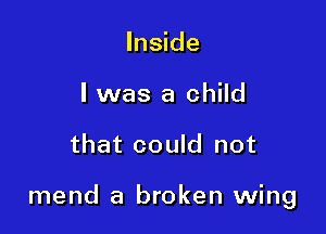 Inside
I was a child

that could not

mend a broken wing