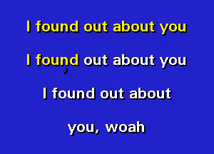 I found out about you

I found out about you

I found out about

you, woah