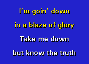 I'm goin' down

in a blaze of glory

Take me down

but know the truth