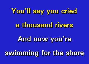 You'll say you cried
a thousand rivers

And now you're

swimming for the shore