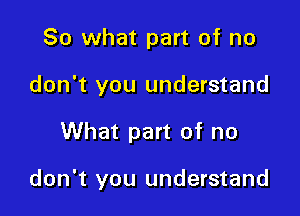 So what part of no
don't you understand

What part of no

don't you understand