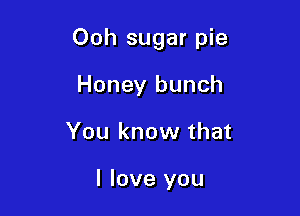Ooh sugar pie

Honey bunch
You know that

I love you