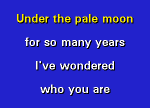 Under the pale moon

for so many years
I've wondered

who you are