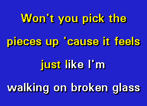 Won't you pick the
pieces up 'cause it feels

just like I'm

walking on broken glass