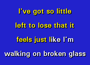 I've got so little
left to lose that it

feels just like I'm

walking on broken glass