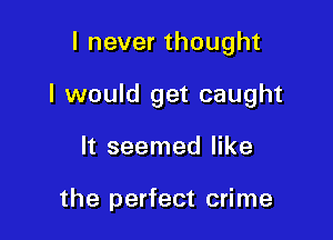 I never thought

I would get caught

It seemed like

the perfect crime