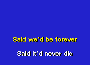 Said we'd be forever

Said it'd never die