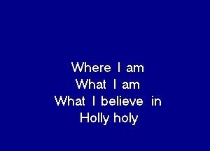 Where I am

What I am
What I believe in
Holly holy