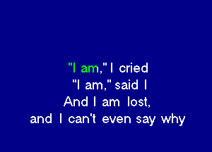 I am. I cried

I am. said I
And I am lost,
and I can't even say why