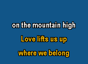 on the mountain high

Love lifts us up

where we belong