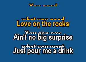 V ...... .I

COILQ 'AII And

Love on the rocks

VAII nan nan

Ain't no big surprise

nah al- unu um

Just pour me a ahnk
