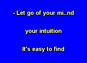 - Let go of your mi..nd

your intuition

It's easy to find