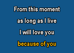From this moment
as long as I live

I will love you

because of you