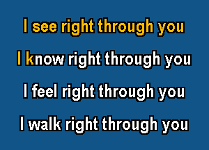 I see right through you
lknow right through you
lfeel right through you

lwalk right through you