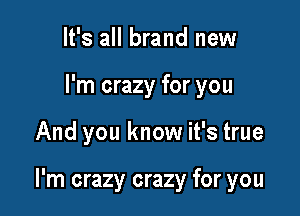 It's all brand new
I'm crazy for you

And you know it's true

I'm crazy crazy for you