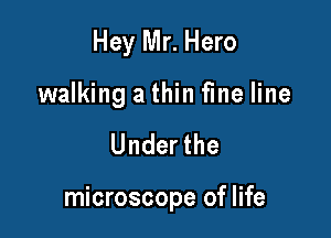 Hey Mr. Hero

walking a thin fine line
Under the

microscope of life
