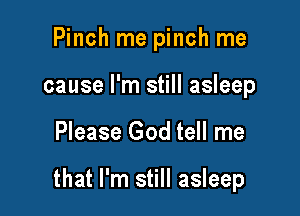 Pinch me pinch me
cause I'm still asleep

Please God tell me

that I'm still asleep