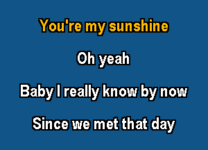 You're my sunshine

Oh yeah

Baby I really know by now

Since we met that day