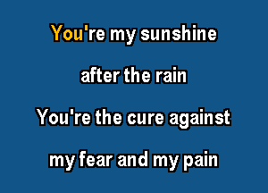 You're my sunshine
after the rain

You're the cure against

my fear and my pain