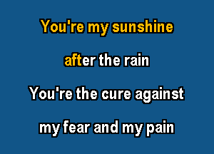 You're my sunshine
after the rain

You're the cure against

my fear and my pain