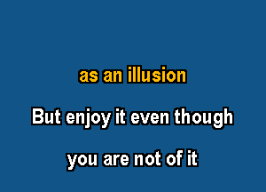 as an illusion

But enjoy it even though

you are not of it