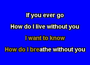If you ever go
How do I live without you

I want to know

How do I breathe without you