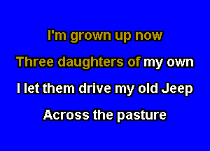 I'm grown up now

Three daughters of my own

I let them drive my old Jeep

Across the pasture