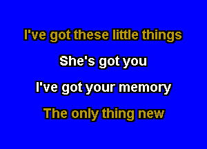 I've got these little things

She's got you
I've got your memory

The only thing new