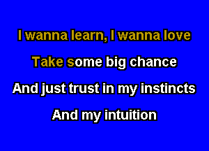 I wanna learn, I wanna love
Take some big chance
And just trust in my instincts

And my intuition