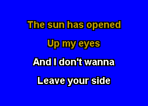 The sun has opened

Up my eyes
And I don't wanna

Leave your side