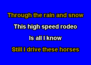 Through the rain and snow

This high speed rodeo

Is all I know

Still I drive these horses