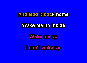 And lead it back home

Wake me up inside