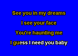 See you in my dreams
I see your face

You're haunting me

I guess I need you baby