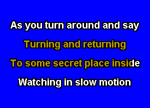 As you turn around and say
Turning and returning
To some secret place inside

Watching in slow motion