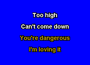 Too high

Can't come down

You're dangerous

I'm loving it
