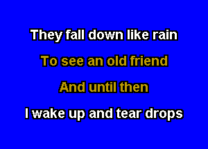 They fall down like rain

To see an old friend
And until then

I wake up and tear drops