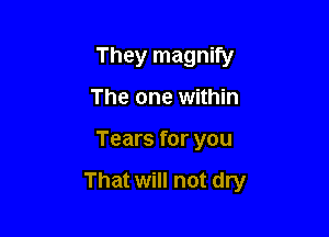 They magnify
The one within

Tears for you

That will not dry