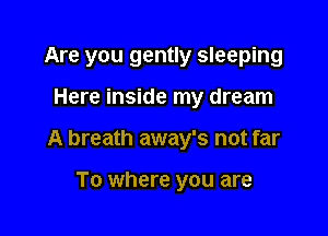 Are you gently sleeping

Here inside my dream
A breath away's not far

To where you are